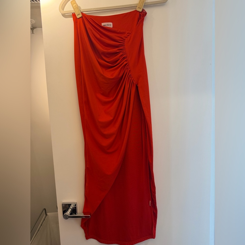 superdown Red High-Low Ruched Wrap Skirt - Picture 2 of 5